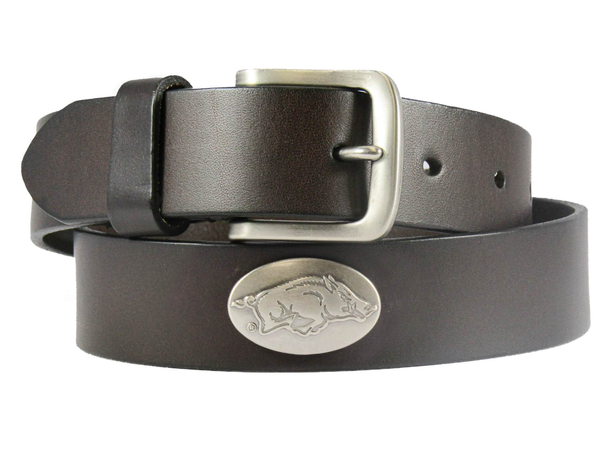 Arkansas Razorbacks Brown Leather Metal Concho Belt