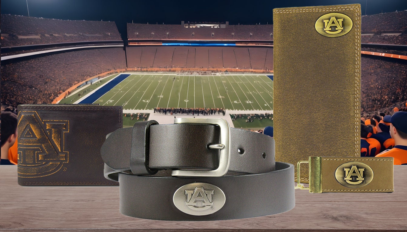 Auburn Tigers Brown Leather Metal Concho Belt Group