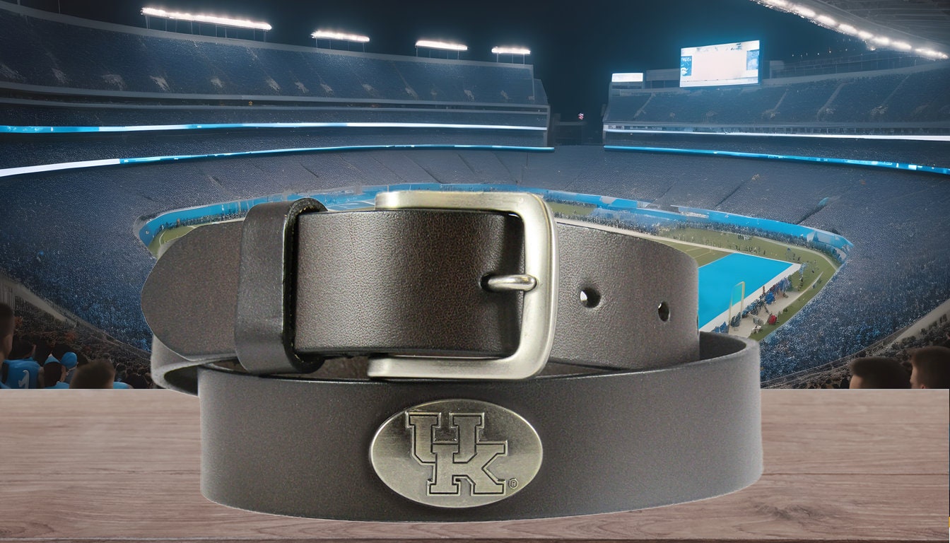 Kentucky Wildcats Brown Leather Metal Concho Belt Stadium