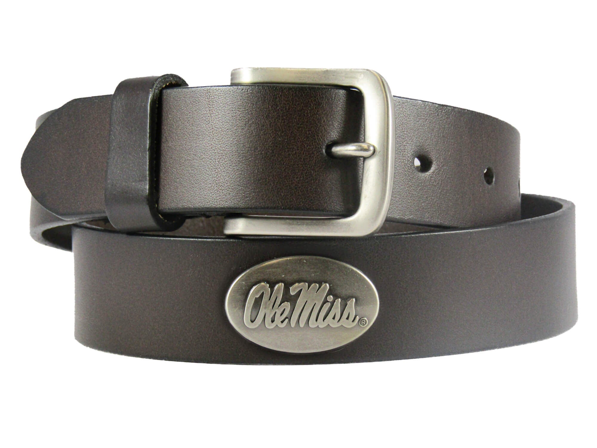 Ole Miss Rebels Brown Leather Metal Concho Belt