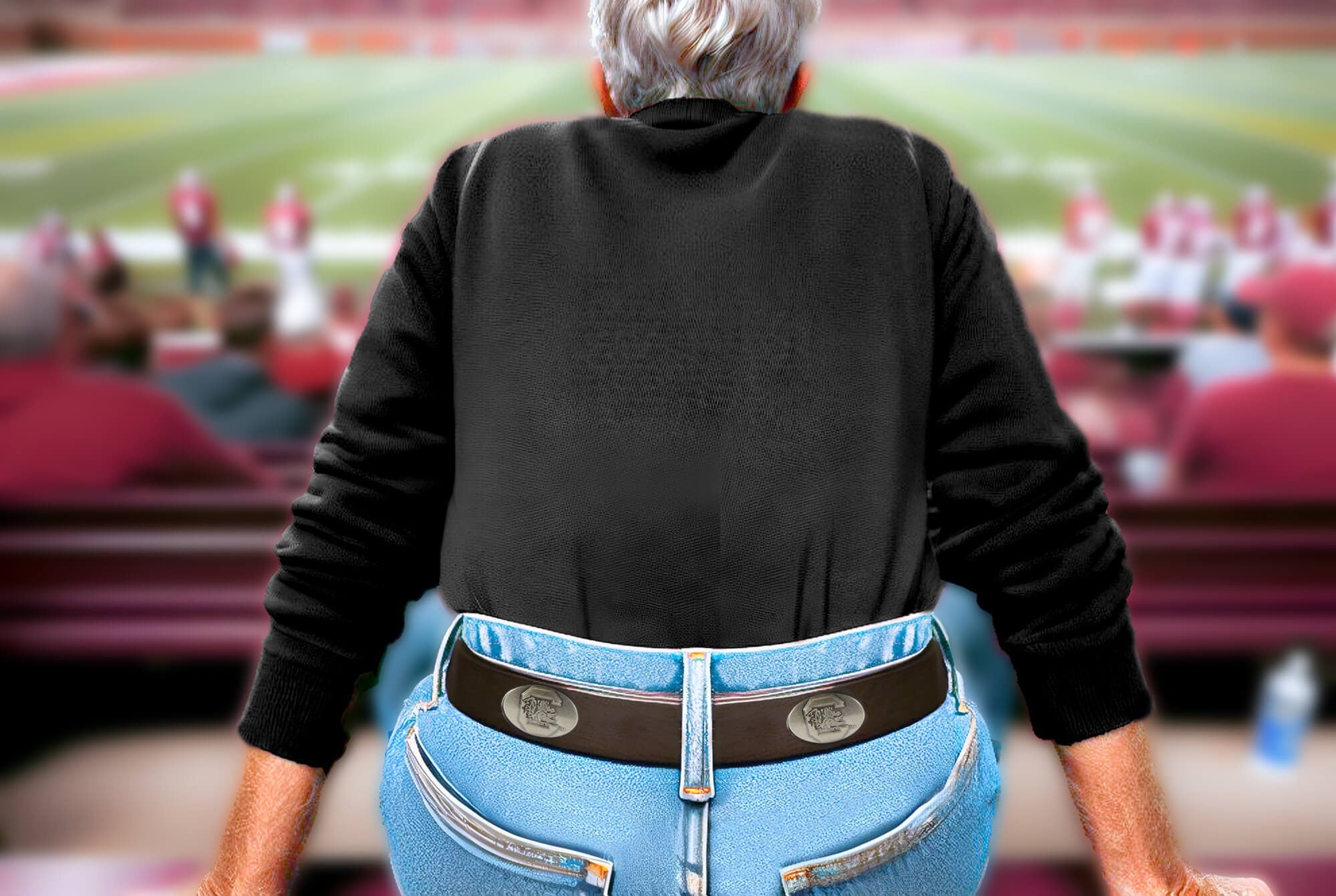 USC Gamecocks Crimson Tide Brown Leather Metal Concho Belt Fan