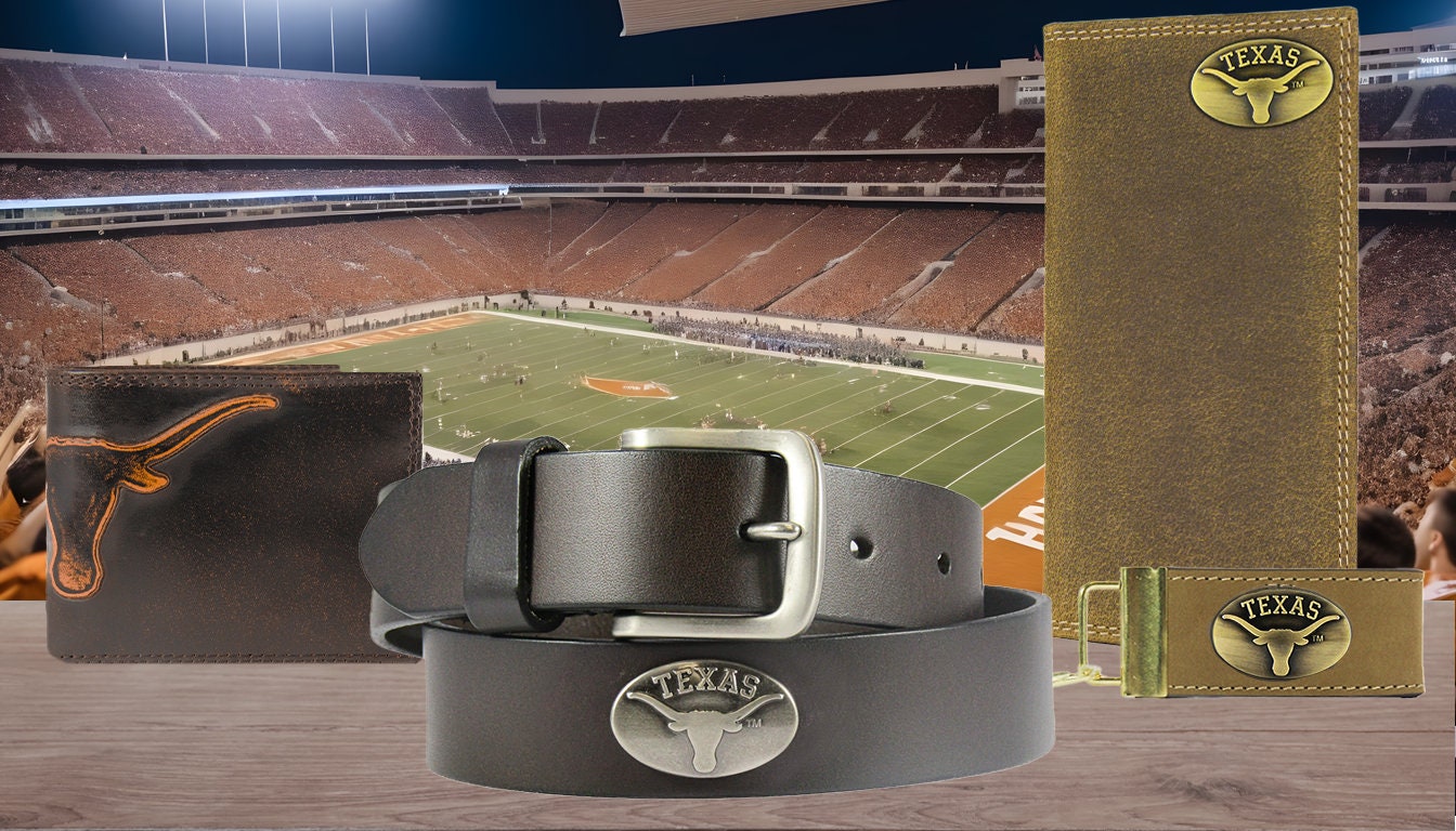 Texas Longhorns Brown Leather Metal Concho Belt Group