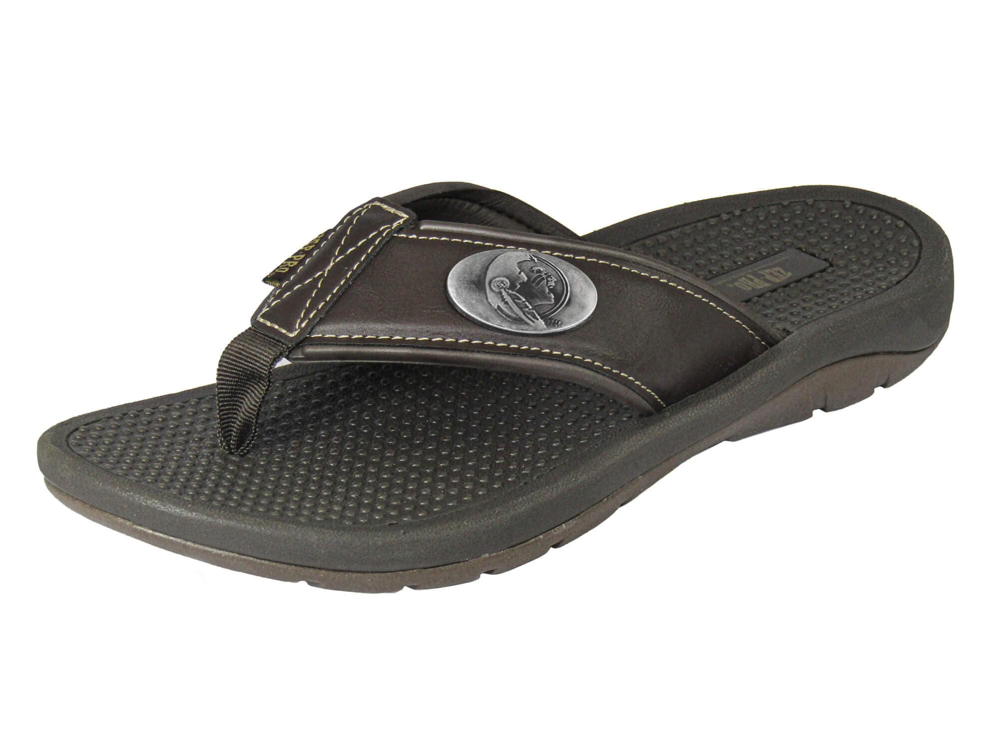 FSU Seminoles Brown Flip Flop with Metal Concho Logo