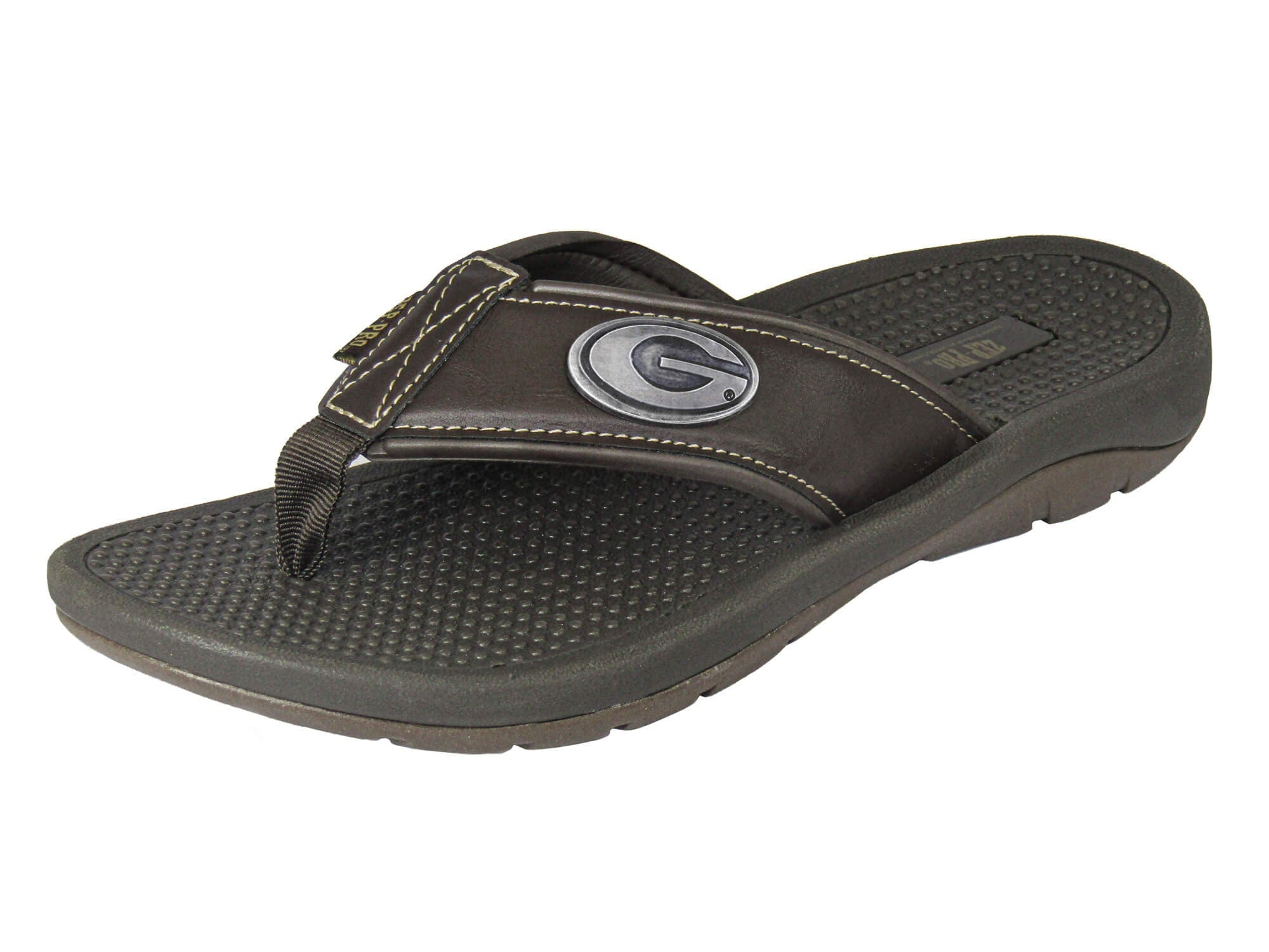 Georgia Bulldogs Brown Flip Flop with Metal Concho Logo