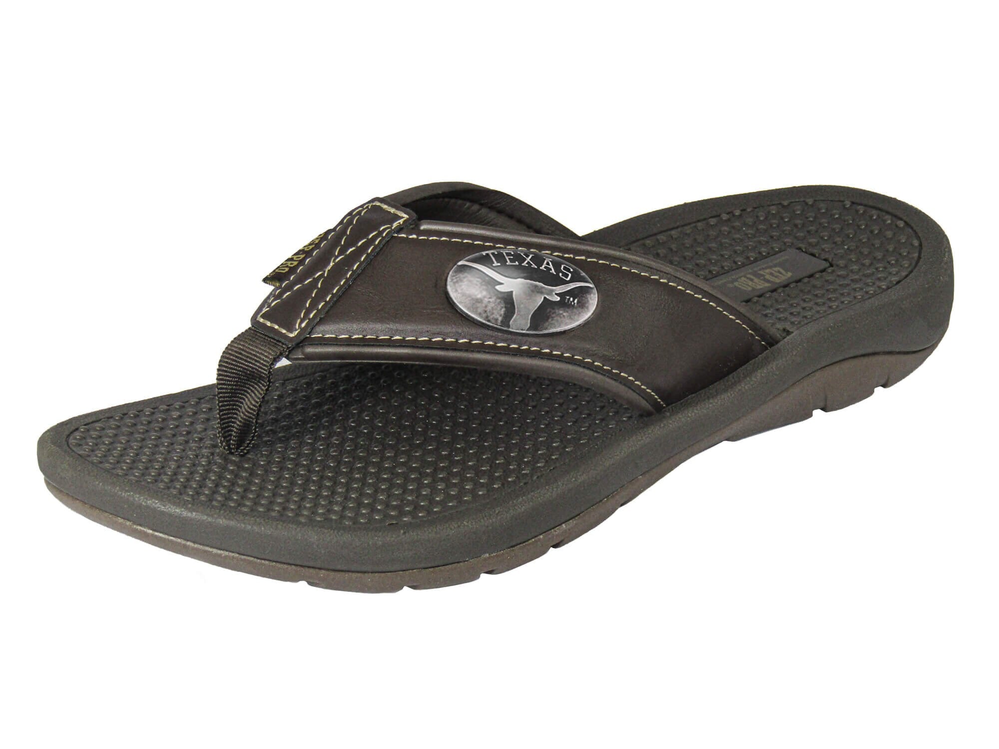 Texas Longhorns Brown Flip Flop with Metal Concho Logo