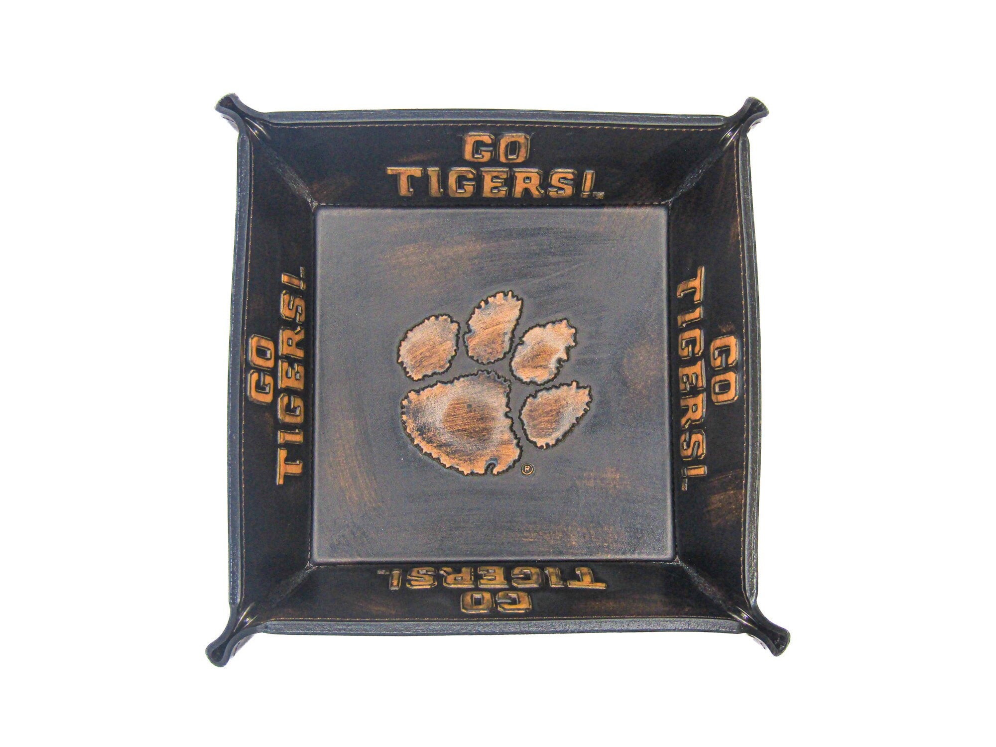 Clemson Tigers Leather Valet Tray Top