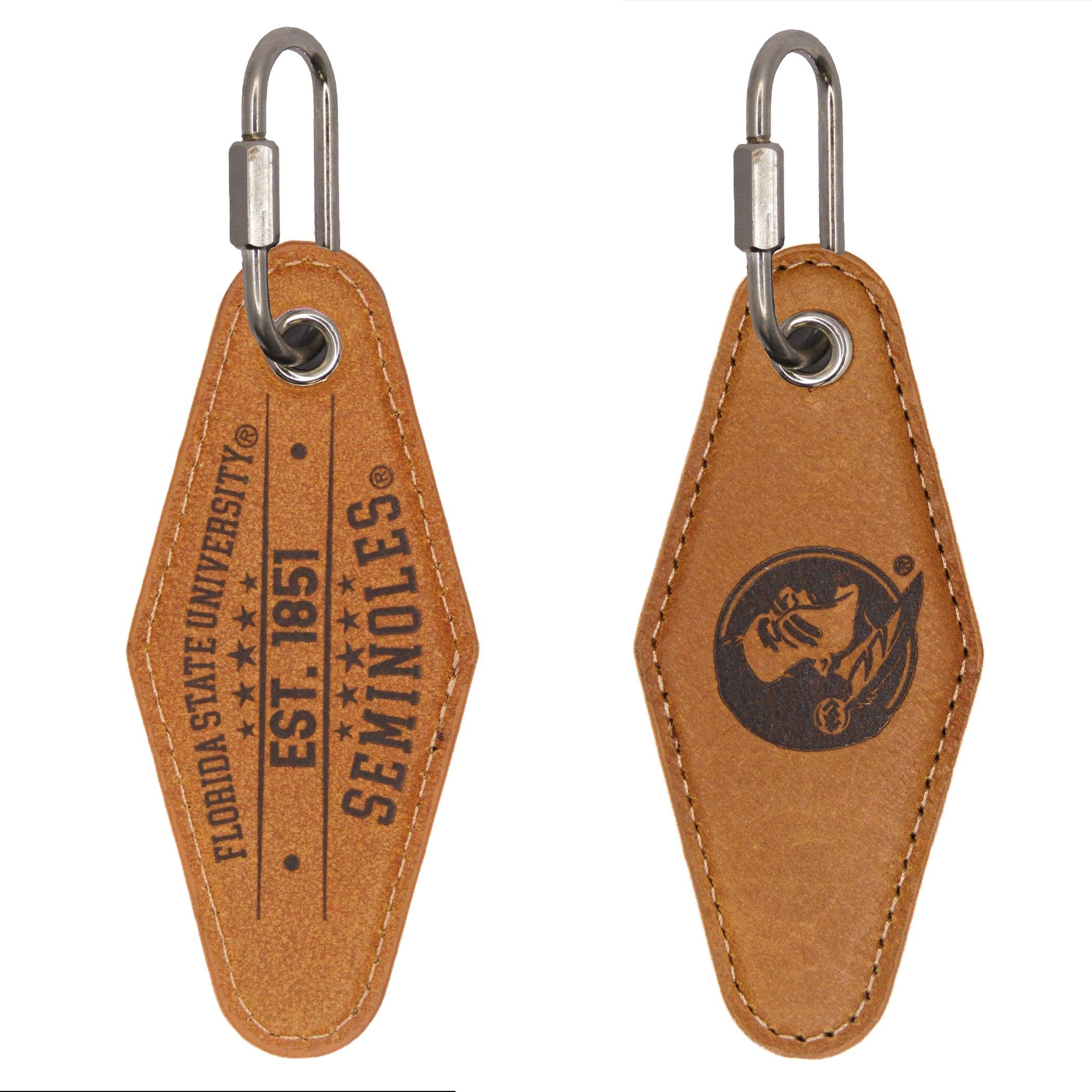 FSU Seminoles Vintage Tan Leather Key Fob