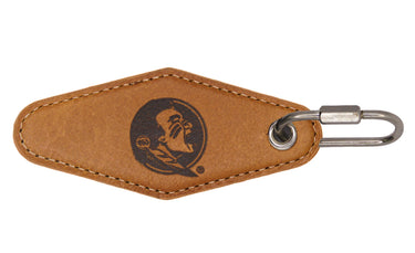FSU Seminoles Vintage Tan Leather Key Fob Front