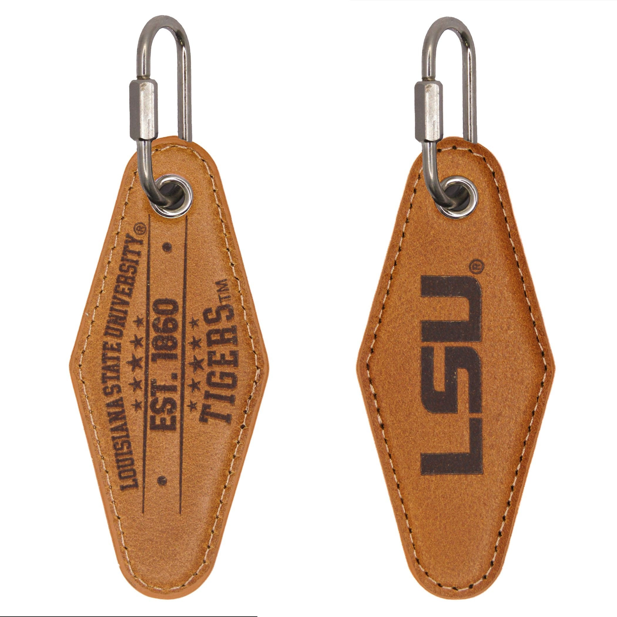 LSU Tigers Vintage Tan Leather Key Fob