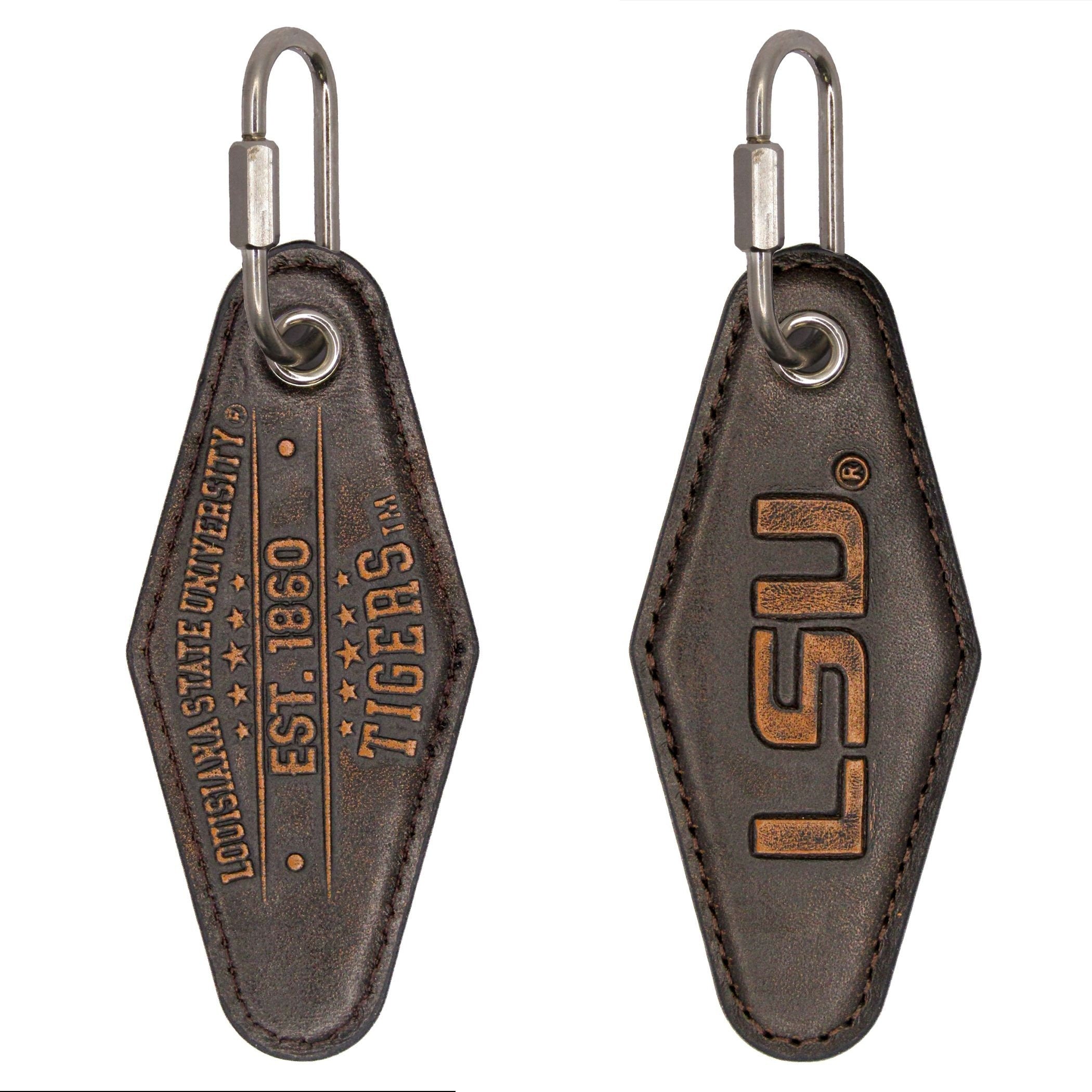 LSU Tigers Vintage Burnished Leather Key Fob