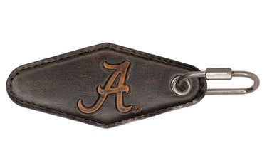 Alabama Crimson Tide Vintage Burnished Leather Key Fob Front