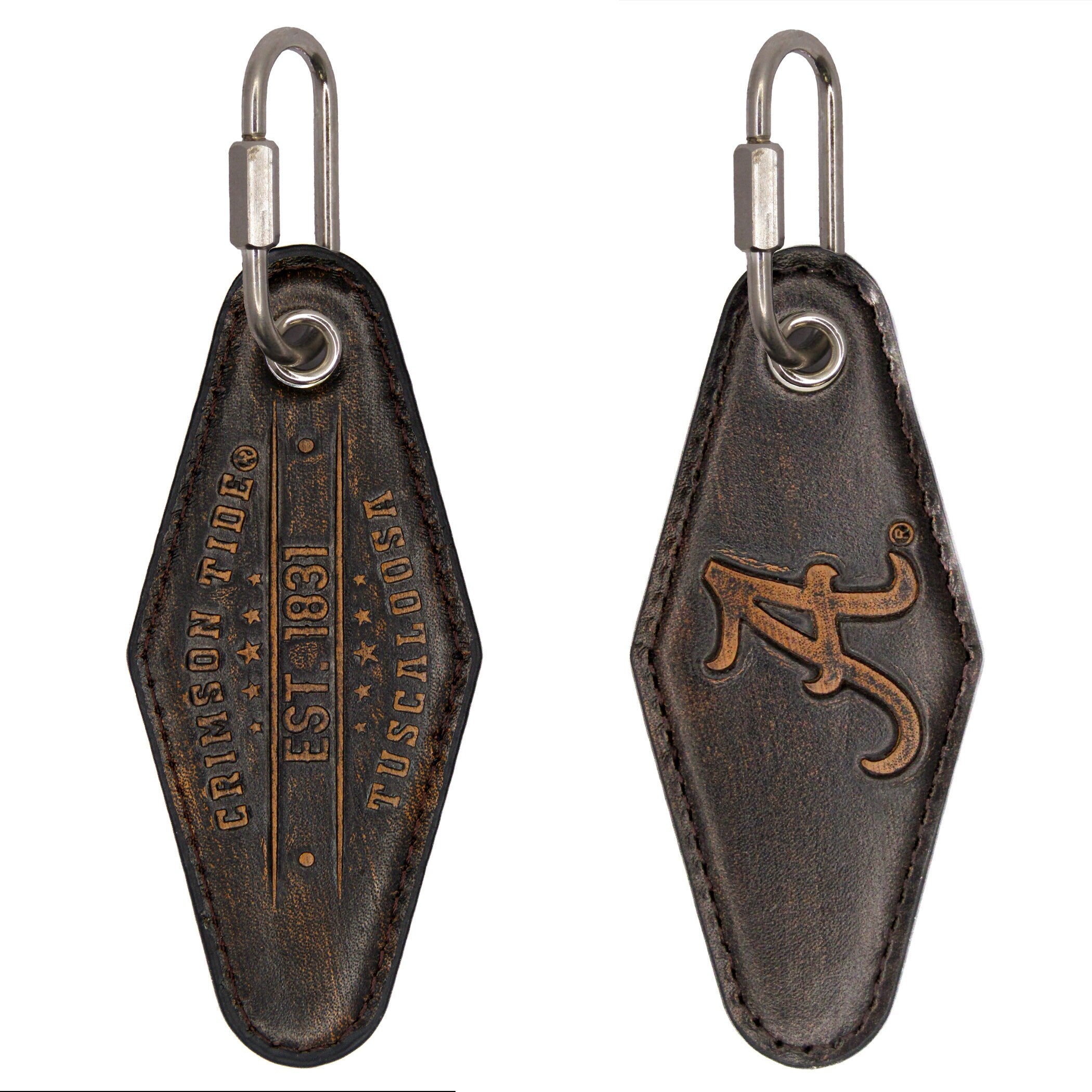 Alabama Crimson Tide Vintage Burnished Leather Key Fob