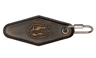 Florida Gators Vintage Burnished Leather Key Fob Front