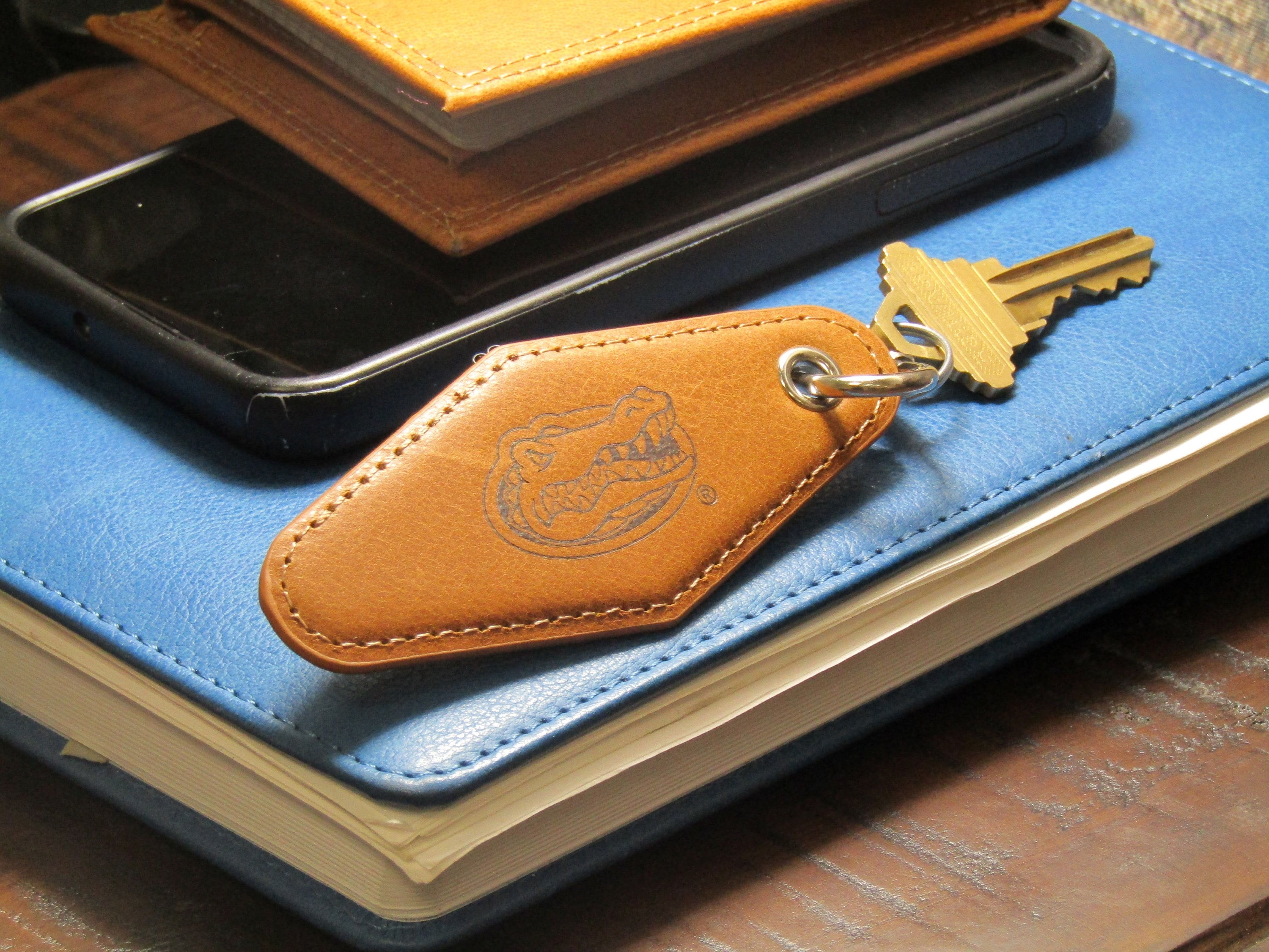 Florida Gators Vintage Tan Leather Key Fob Desktop