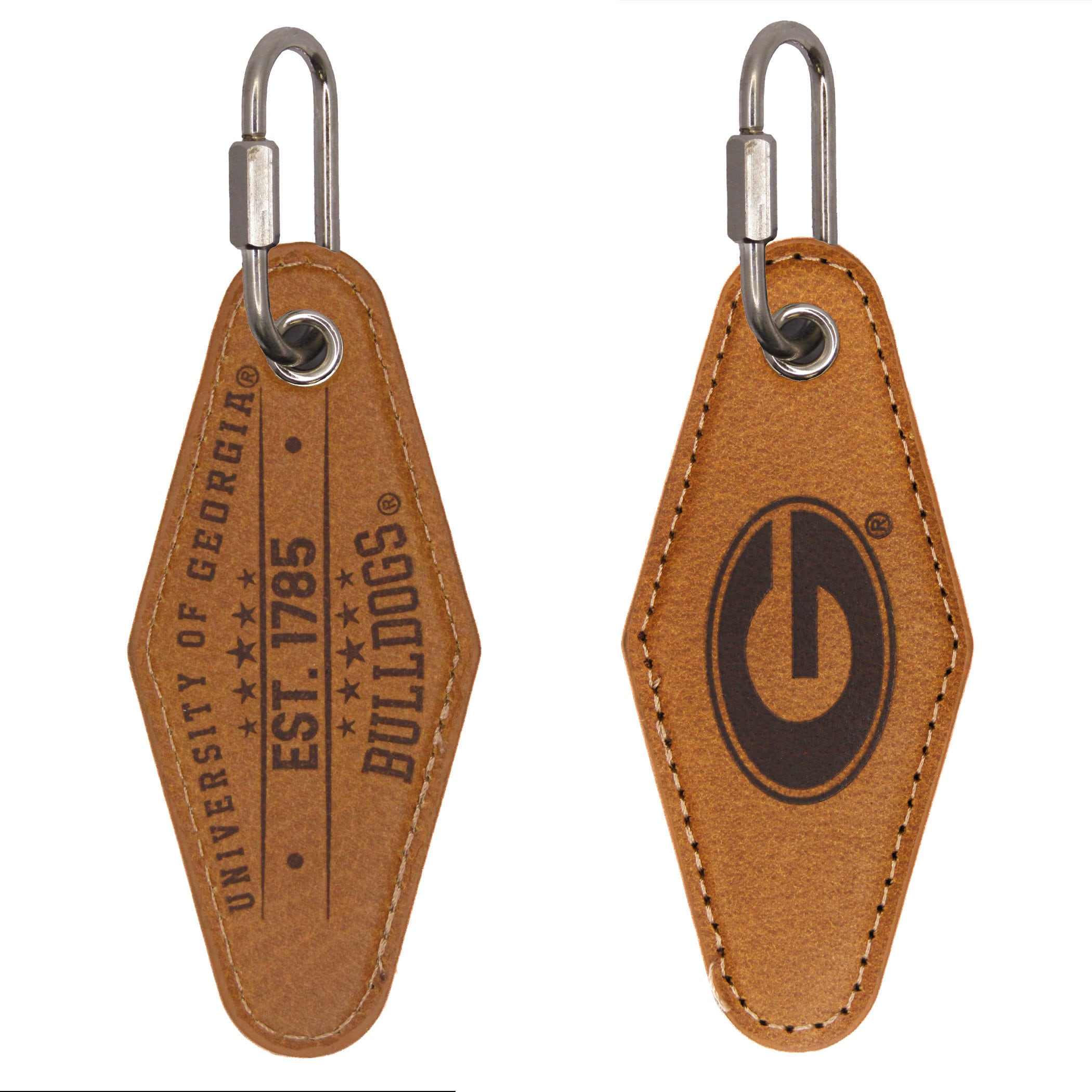 Georgia Bulldogs Vintage Tan Leather Key Fob