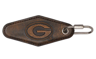 Georgia Bulldogs Vintage Burnished Leather Key Fob Front