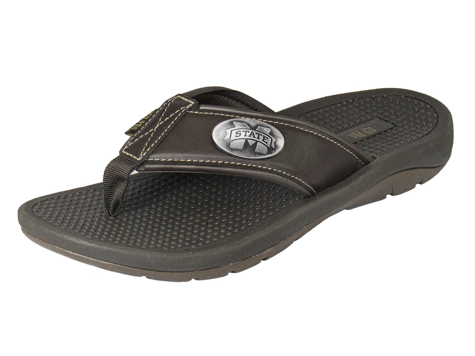 Mississippi State Bulldogs Brown Flip Flop with Metal Concho Logo