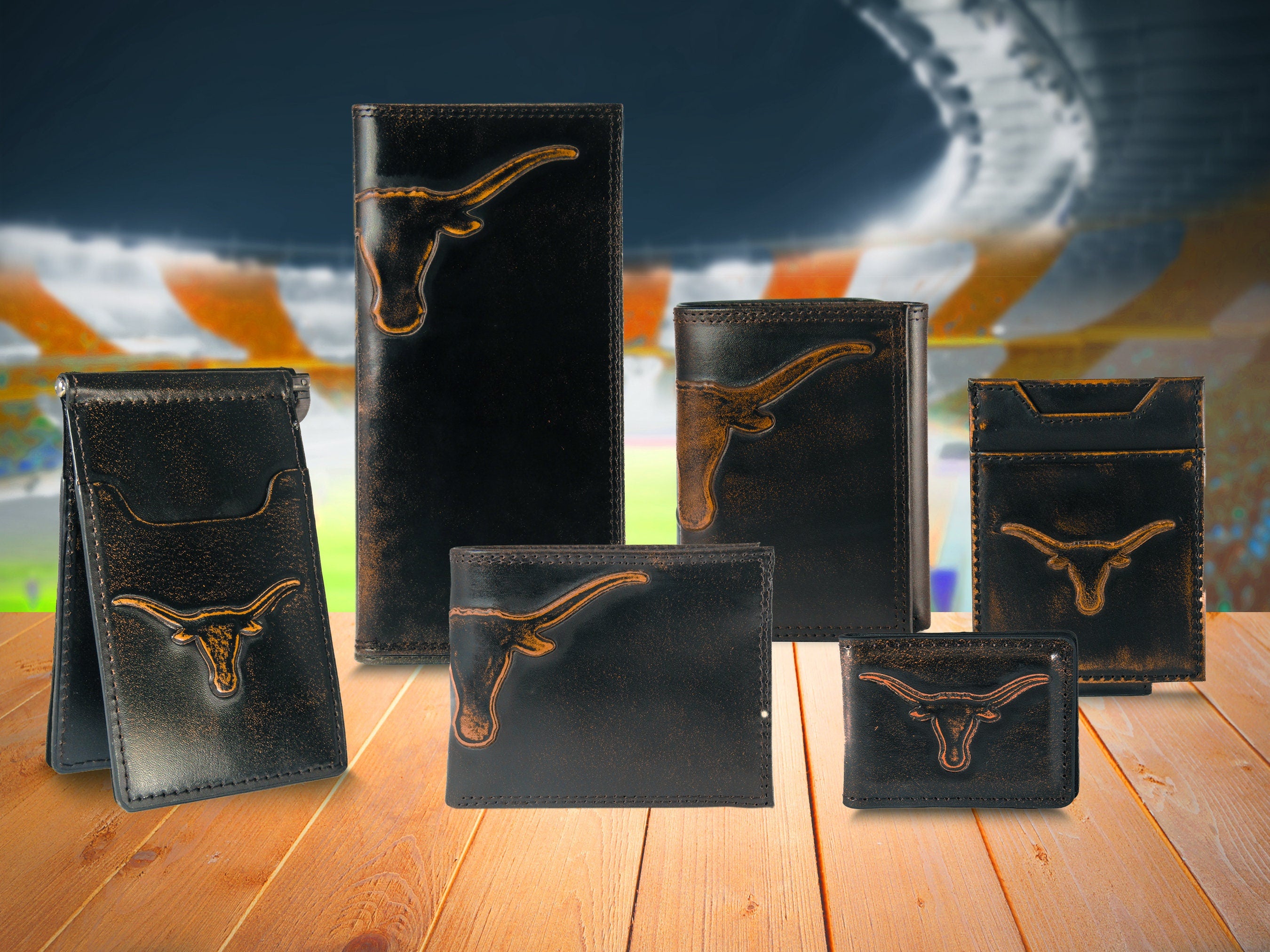 Texas Longhorns Burnished Leather Wallets Group