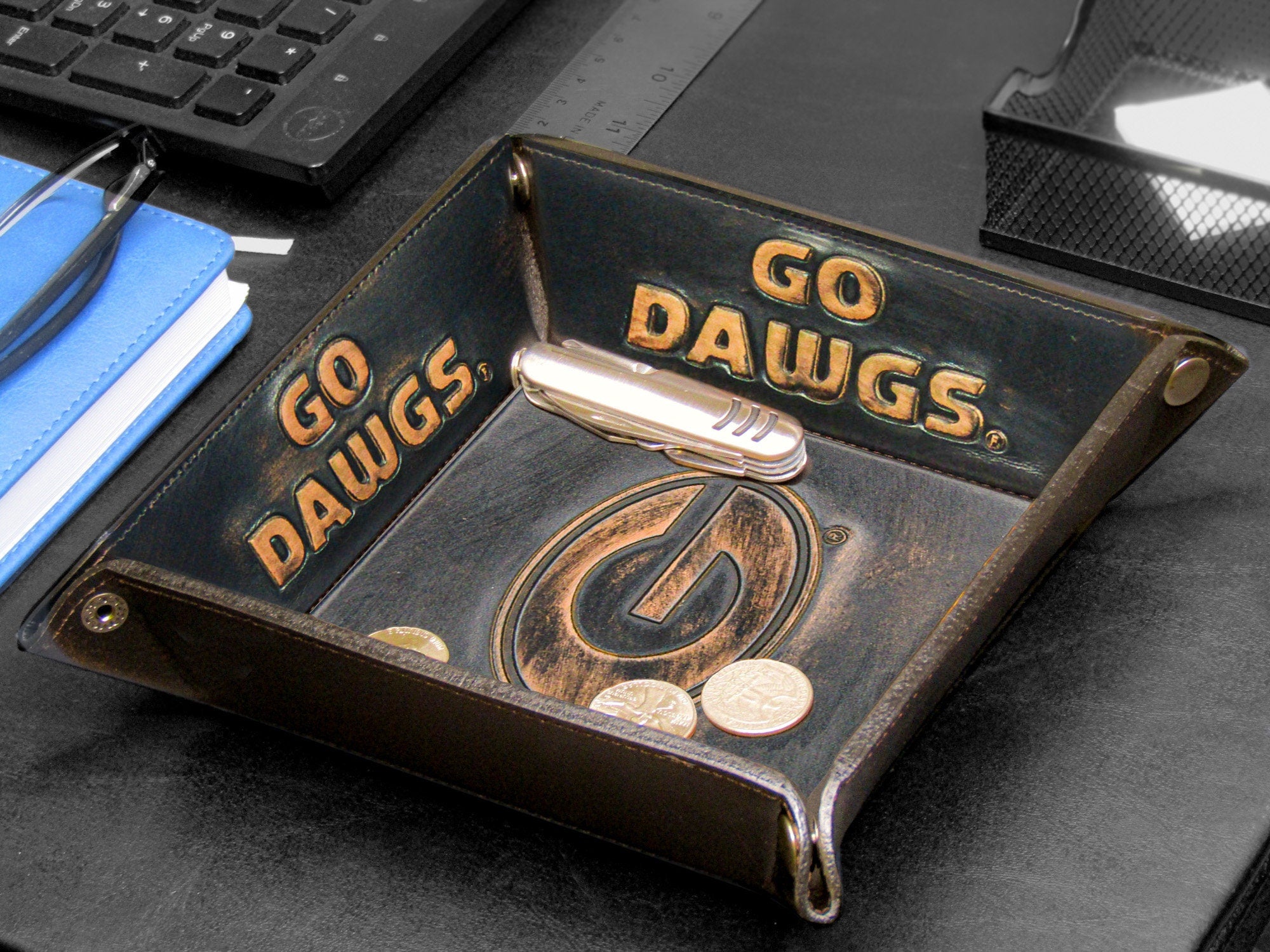 Georgia Bulldogs Leather Valet Tray Desktop