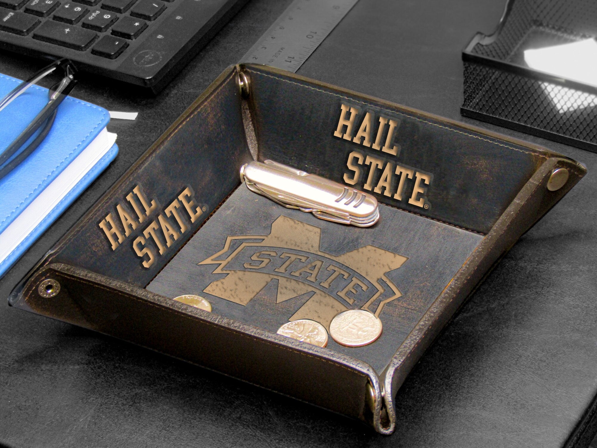 Mississippi State Bulldogs Leather Valet Tray Desktop