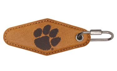 Clemson Tigers Vintage Tan Leather Key Fob Front