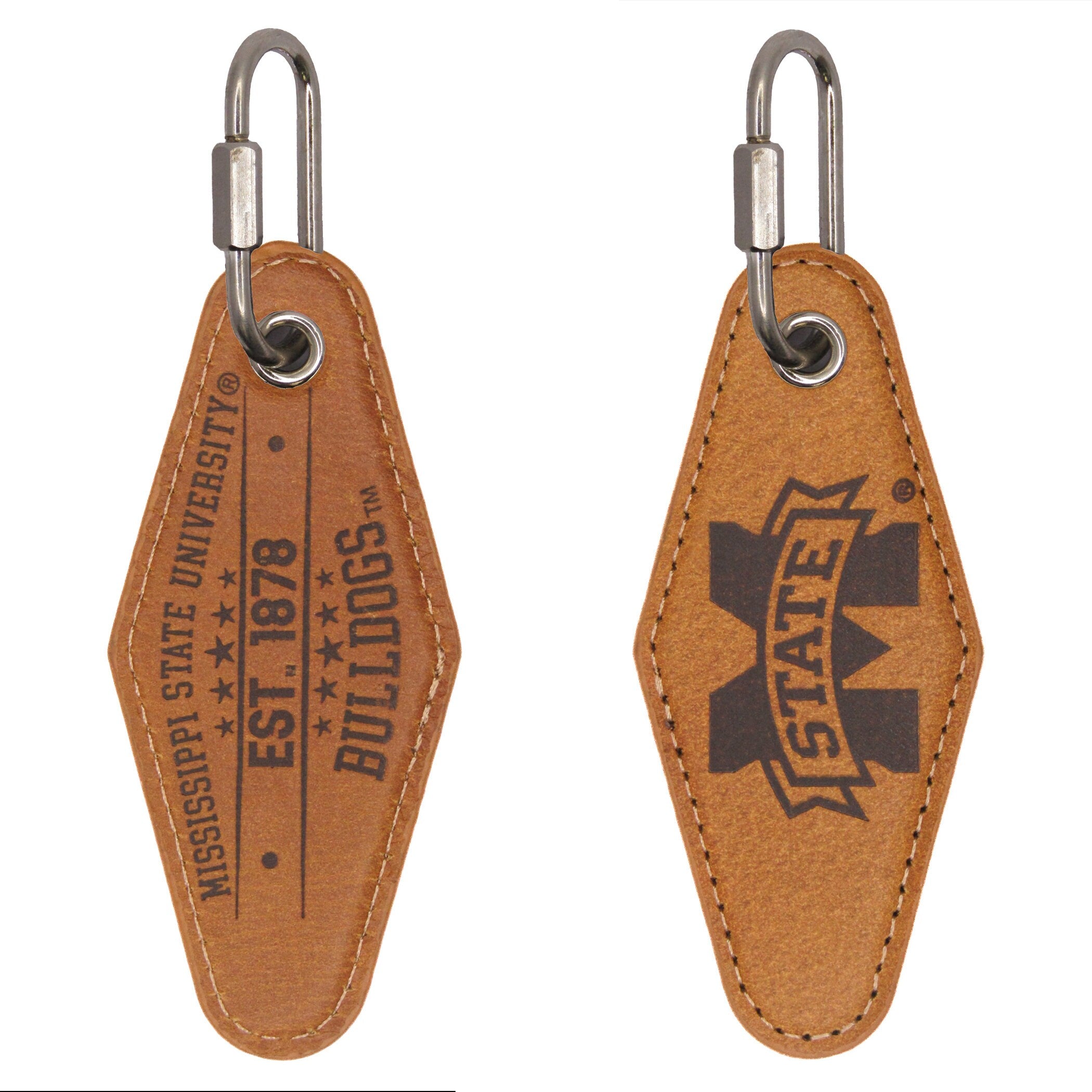 Mississippi State Bulldogs Vintage Tan Leather Key Fob