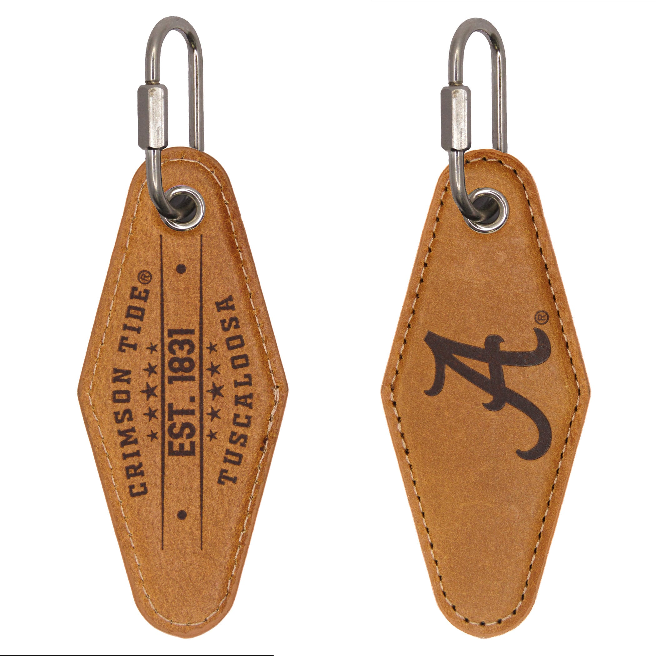 Alabama Crimson Tide Vintage Tan Leather Key Fob