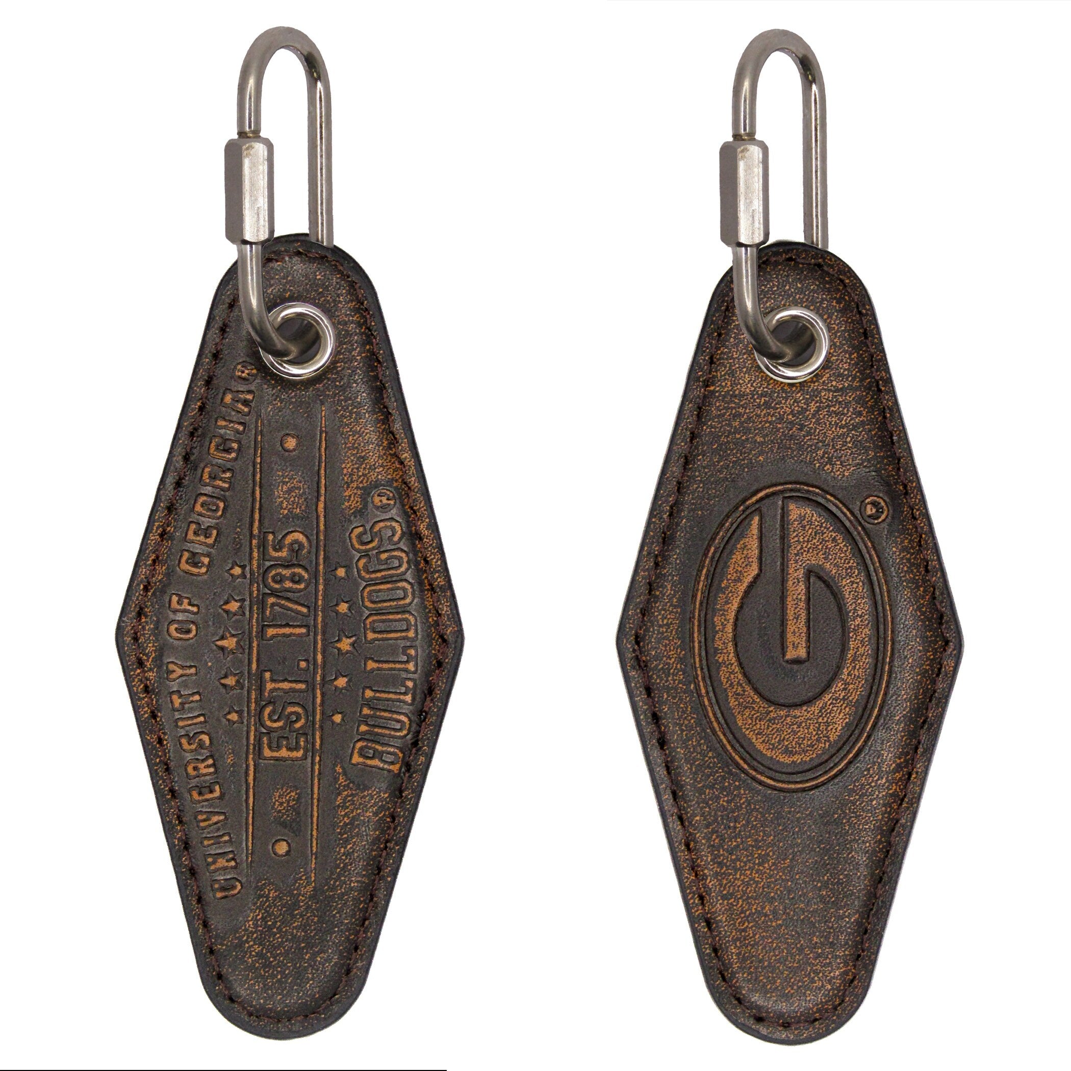 Georgia Bulldogs Vintage Burnished Leather Key Fob