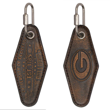Georgia Bulldogs Vintage Burnished Leather Key Fob