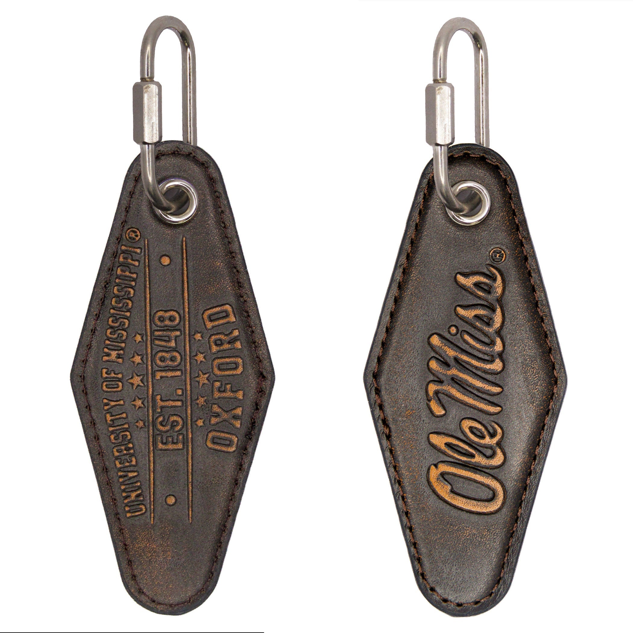 Ole Miss Rebels Vintage Burnished Leather Key Fob