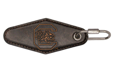 USC Gamecocks Vintage Burnished Leather Key Fob Front