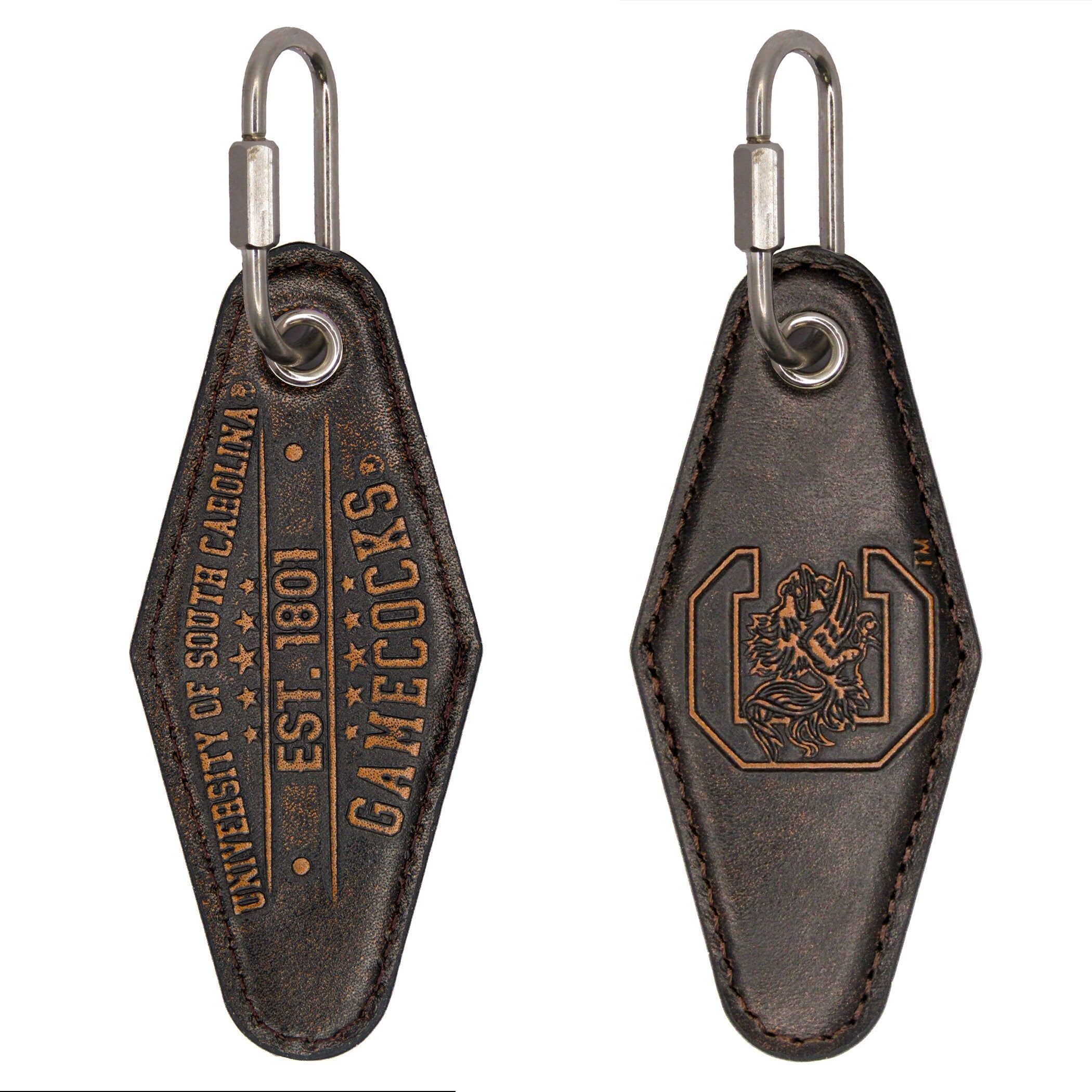 USC Gamecocks Vintage Burnished Leather Key Fob