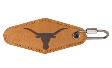 Texas Longhorns Vintage Tan Leather Key Fob Front