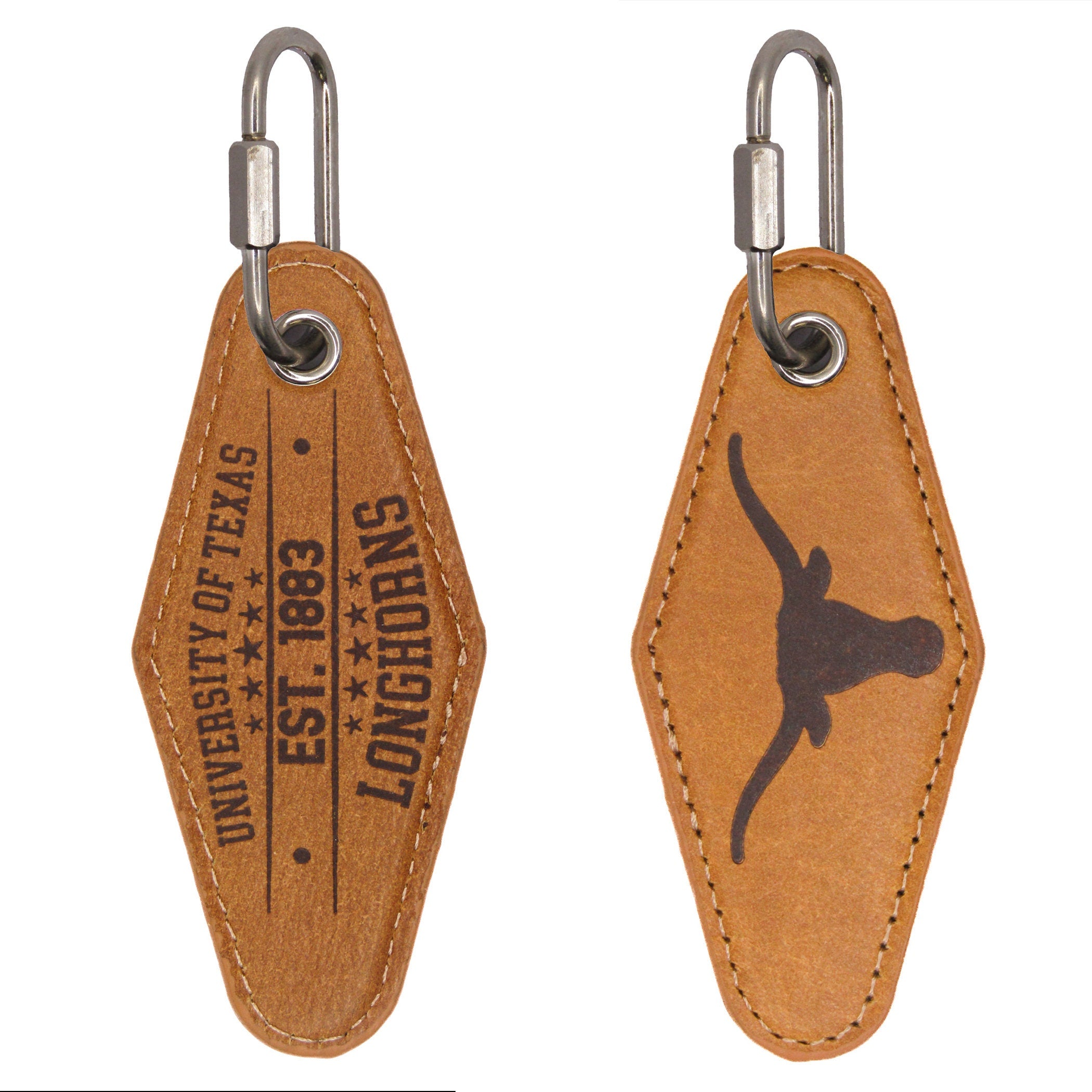 Texas Longhorns Vintage Tan Leather Key Fob