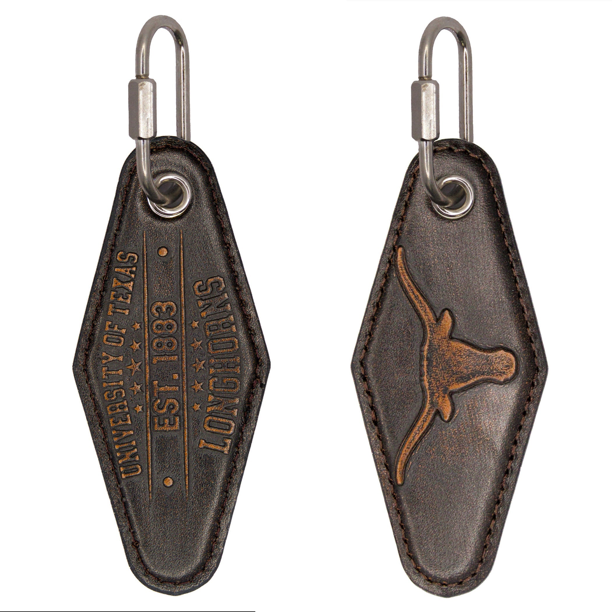 Texas Longhorns Vintage Burnished Leather Key Fob