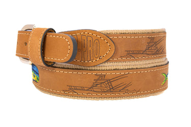 Embroidered Dolphin Leather Belt Buff Back