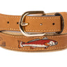 Embroidered Redfish Leather Belt Buff Front