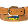 Embroidered Dolphin Leather Belt Buff Front