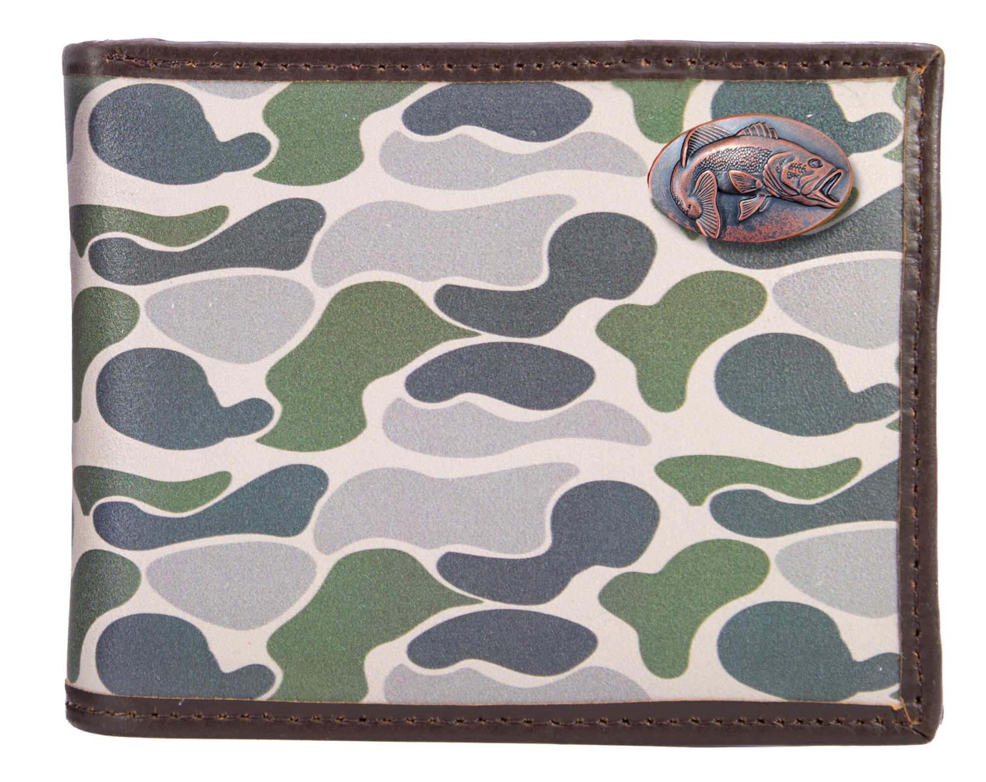 Bass Old School Camo bifold wallet green gray