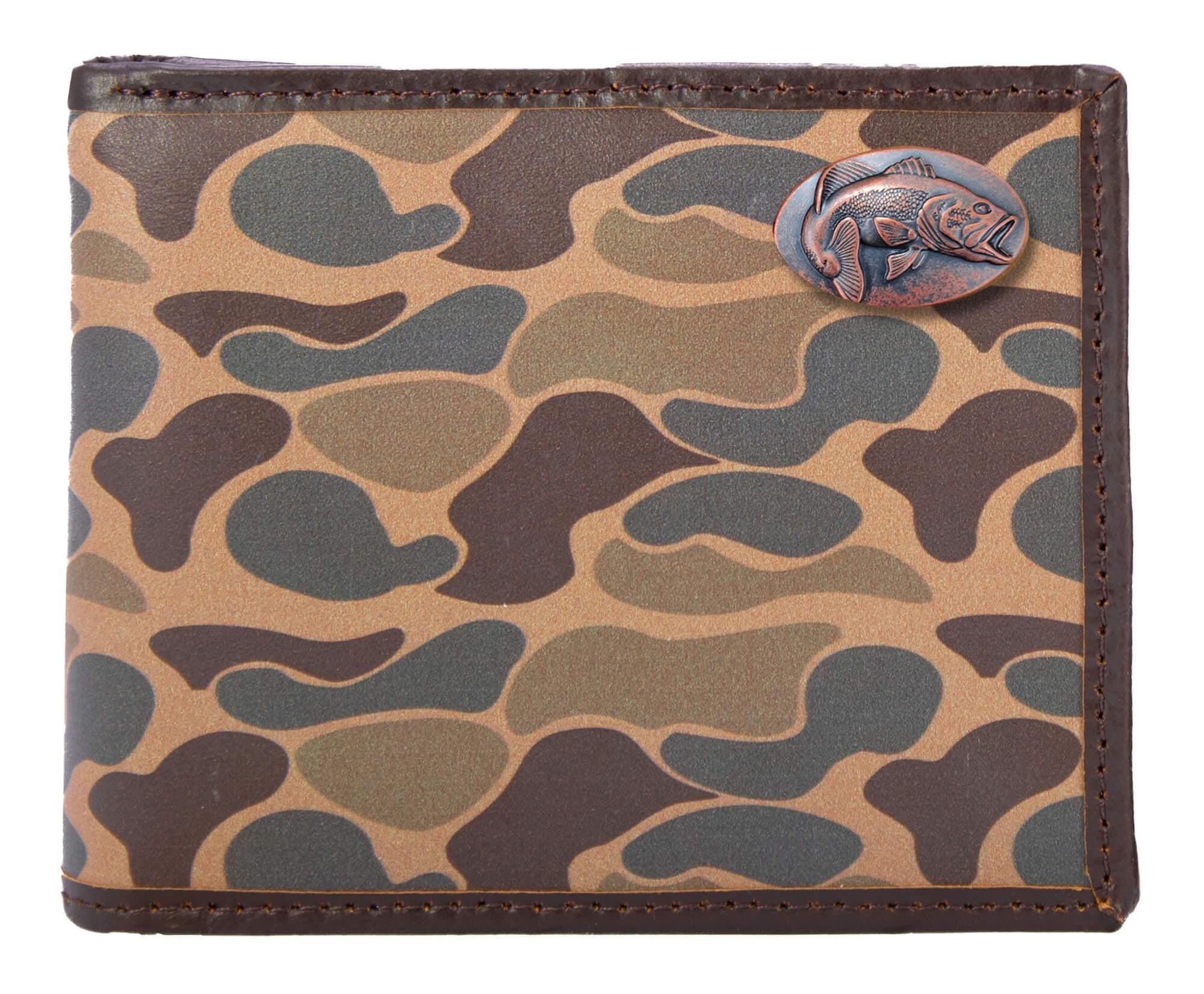 Bass Old School Camo bifold wallet brown tan