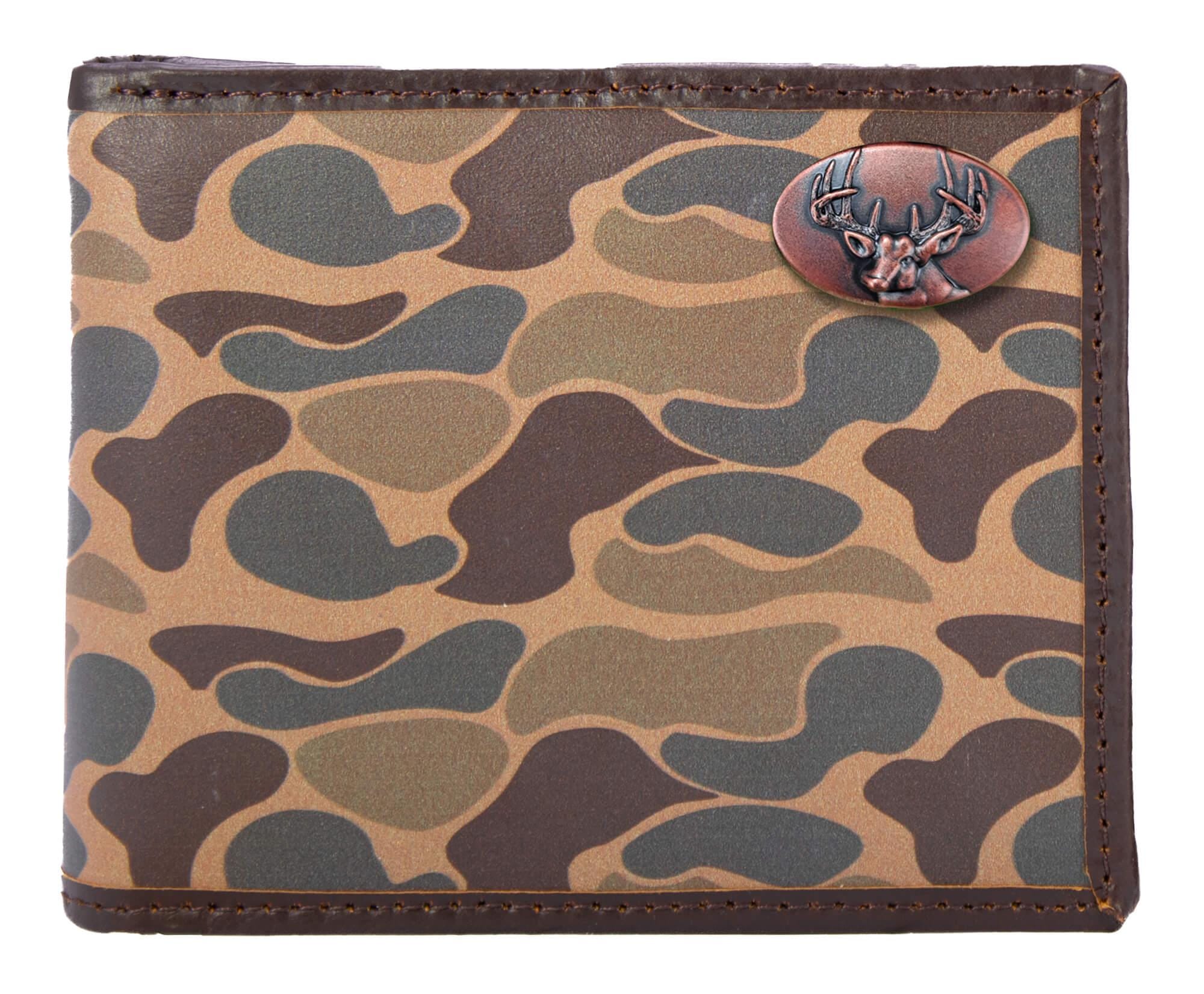 Buck Old School Camo bifold wallet brown tan