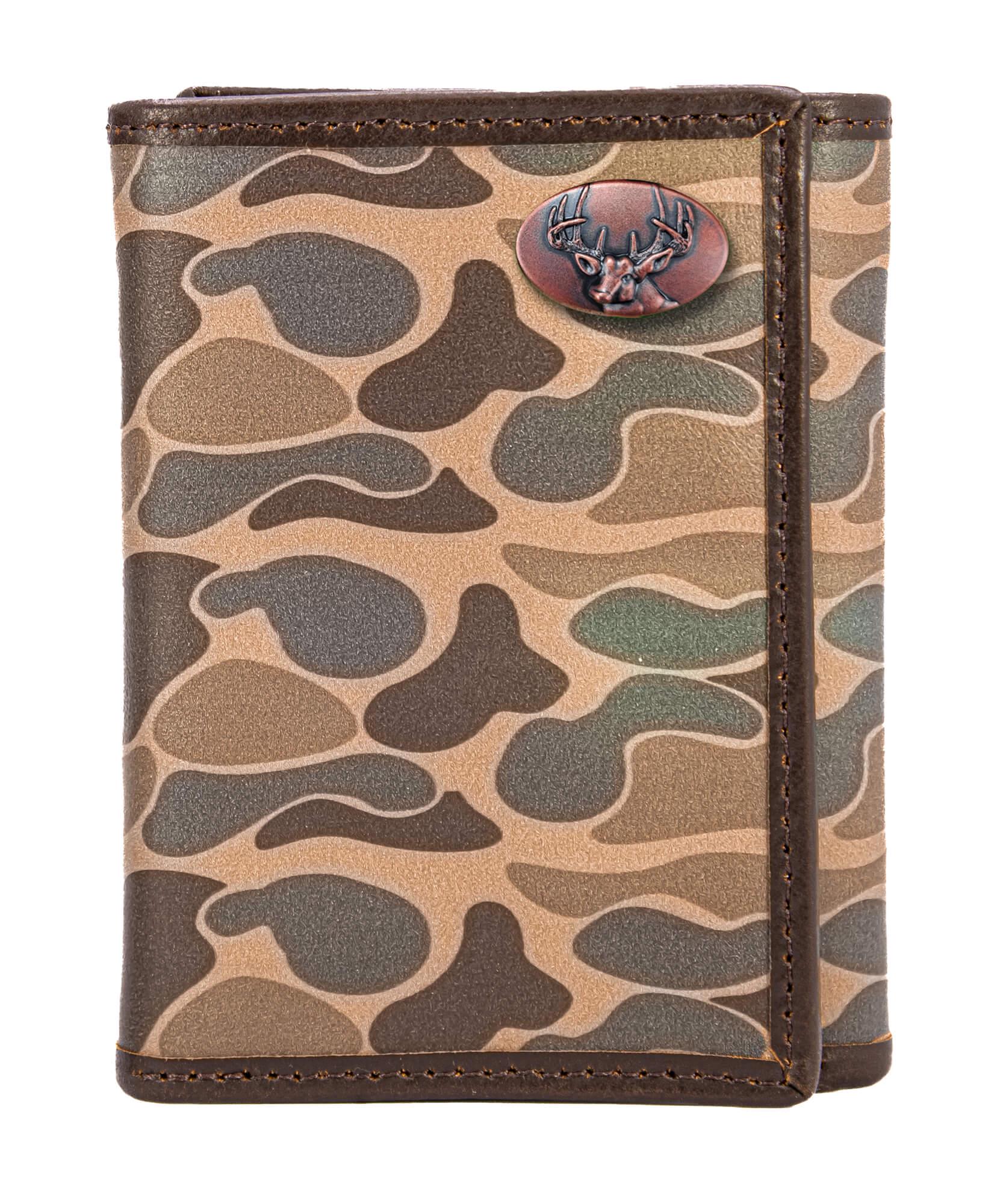 Buck Old School Camo trifold wallet brown tan