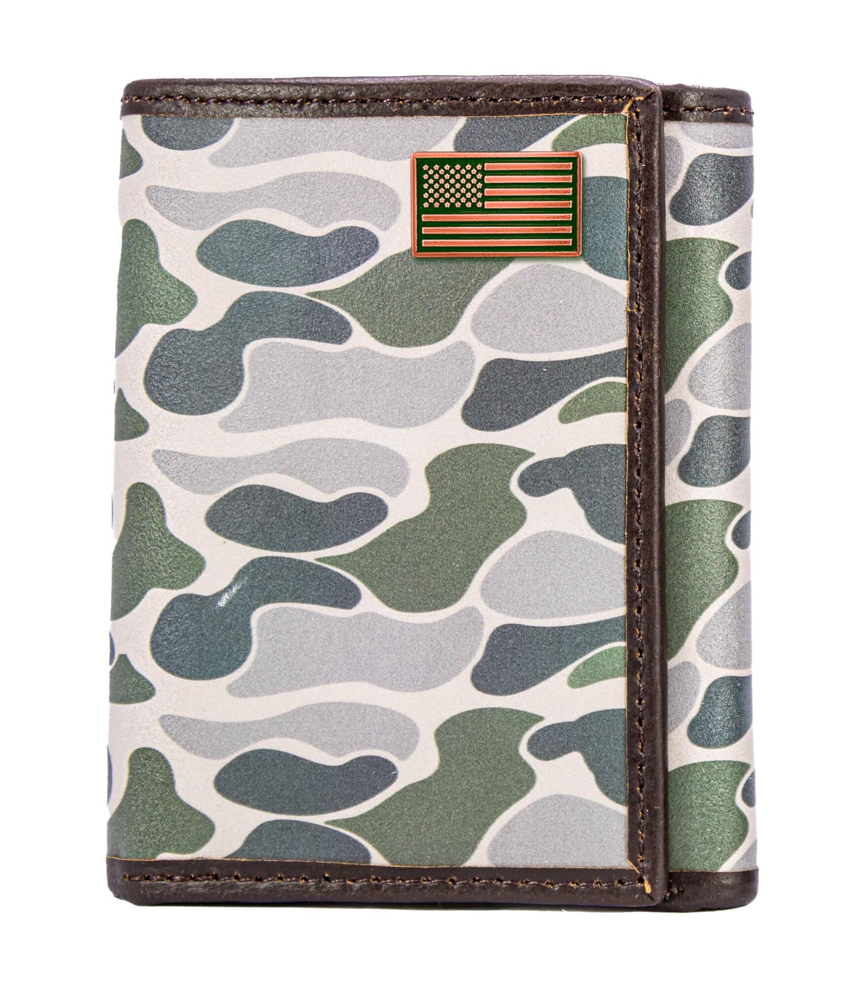 USA Flag Old School Camo trifold wallet green gray