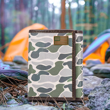 USA Flag Old School Camo trifold wallet green gray camp