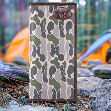 Buck Old School Camo secretary wallet green gray camp
