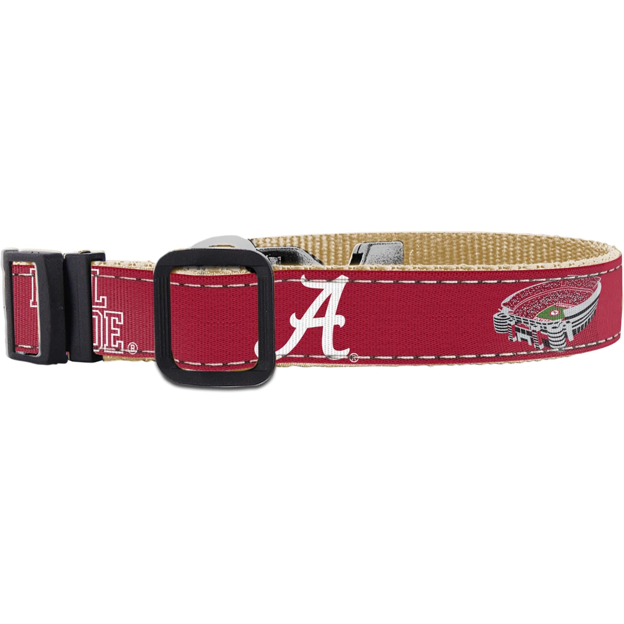 Alabama Crimson Tide Stadium Collection Woven Ribbon Dog Collar Crimson