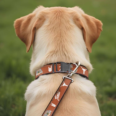 Texas Longhorns Stadium Collection Woven Ribbon Dog Collar Orange Back