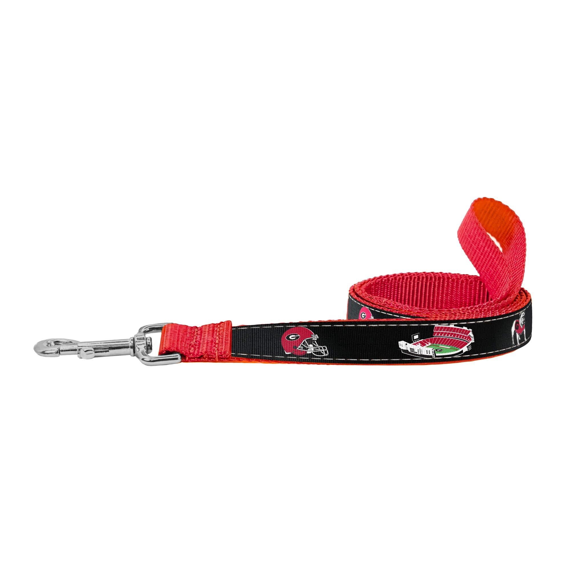 Georgia Bulldogs Stadium Collection Woven Ribbon Dog Lead Black