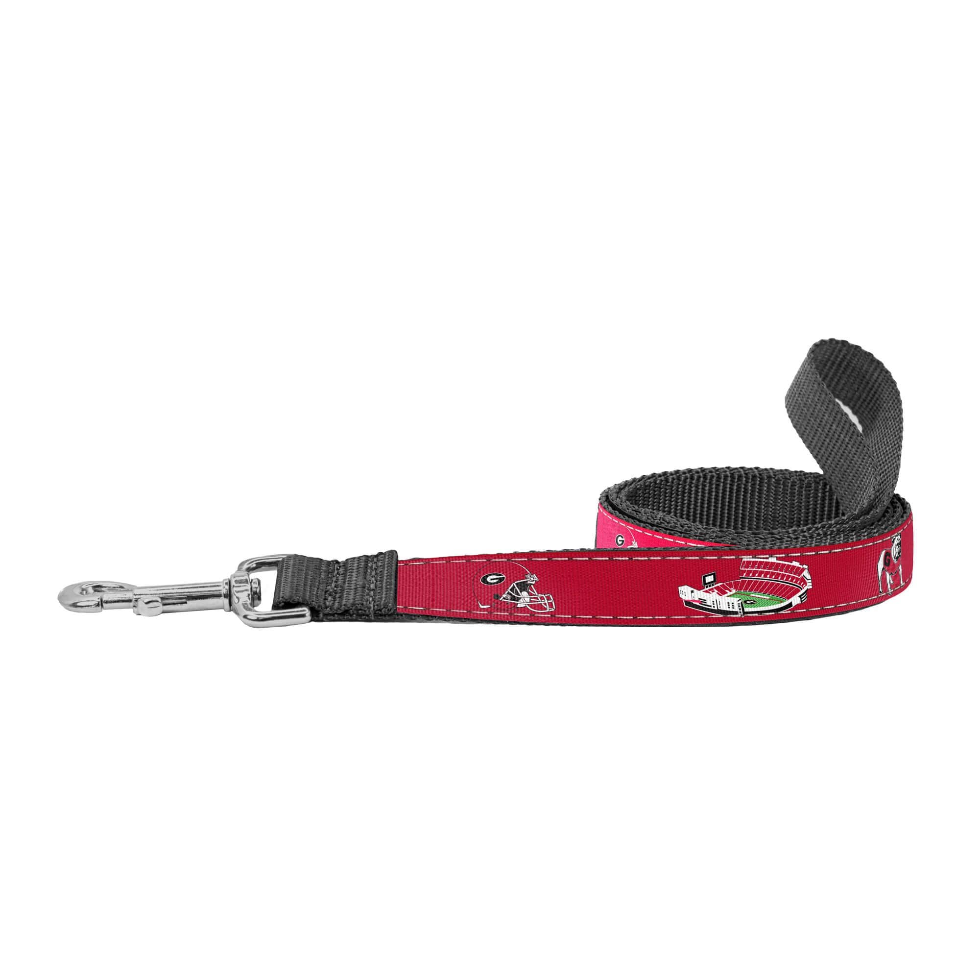 Georgia Bulldogs Stadium Collection Woven Ribbon Dog Lead Red