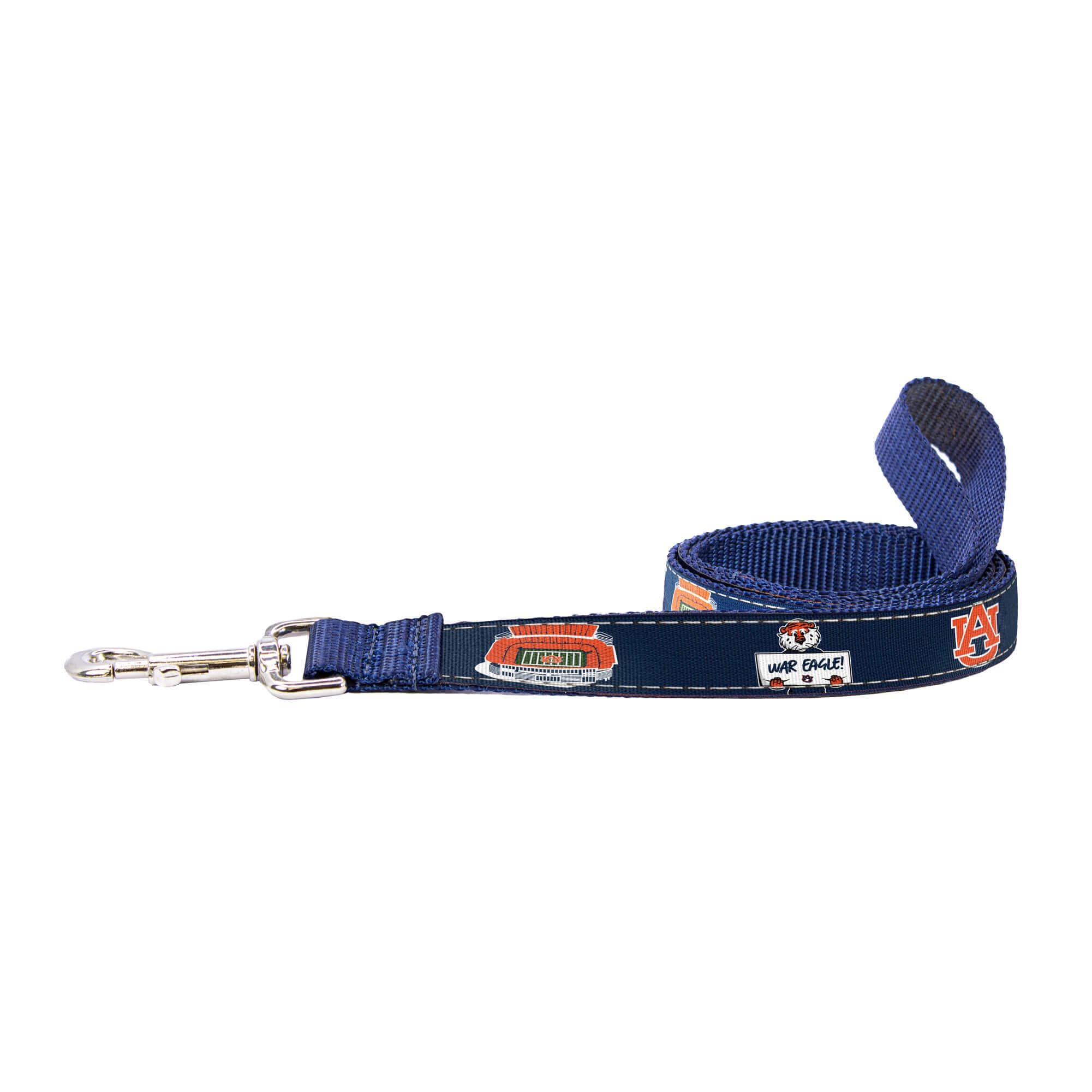 Auburn Tigers Stadium Collection Woven Ribbon Dog Lead Navy